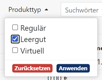 Auswertung Absatz Gruppierung Produkttyp