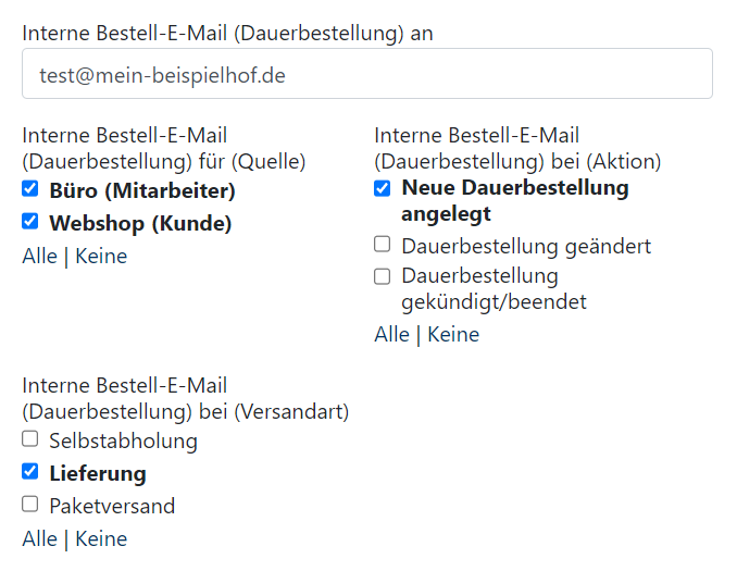 Dauerbestellung - Dauerbestellung Interne Bestell-E-Mail Formular