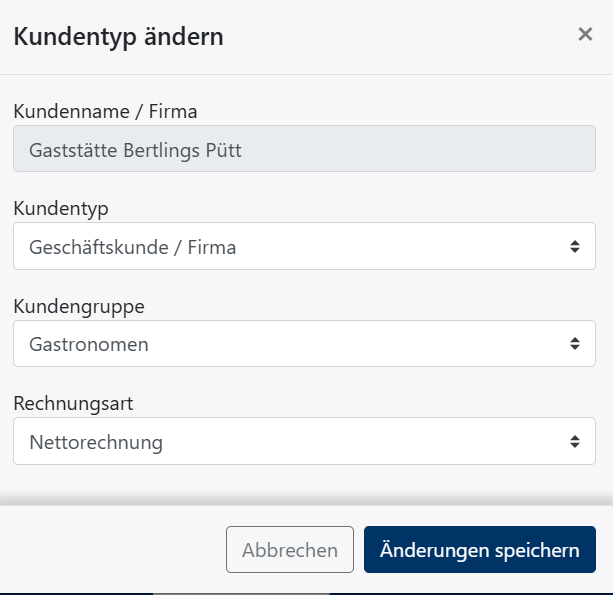 Kundentyp - ändern
