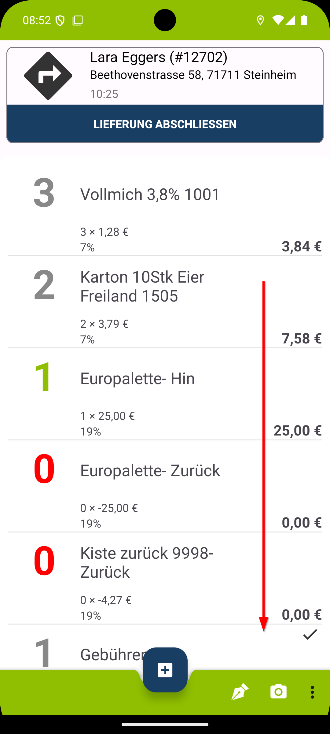 Liefer-App Android - digitaler Lieferschein