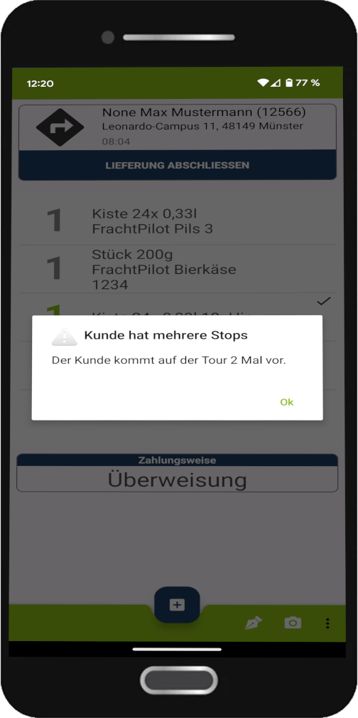 Liefer-App Kundenbelieferung