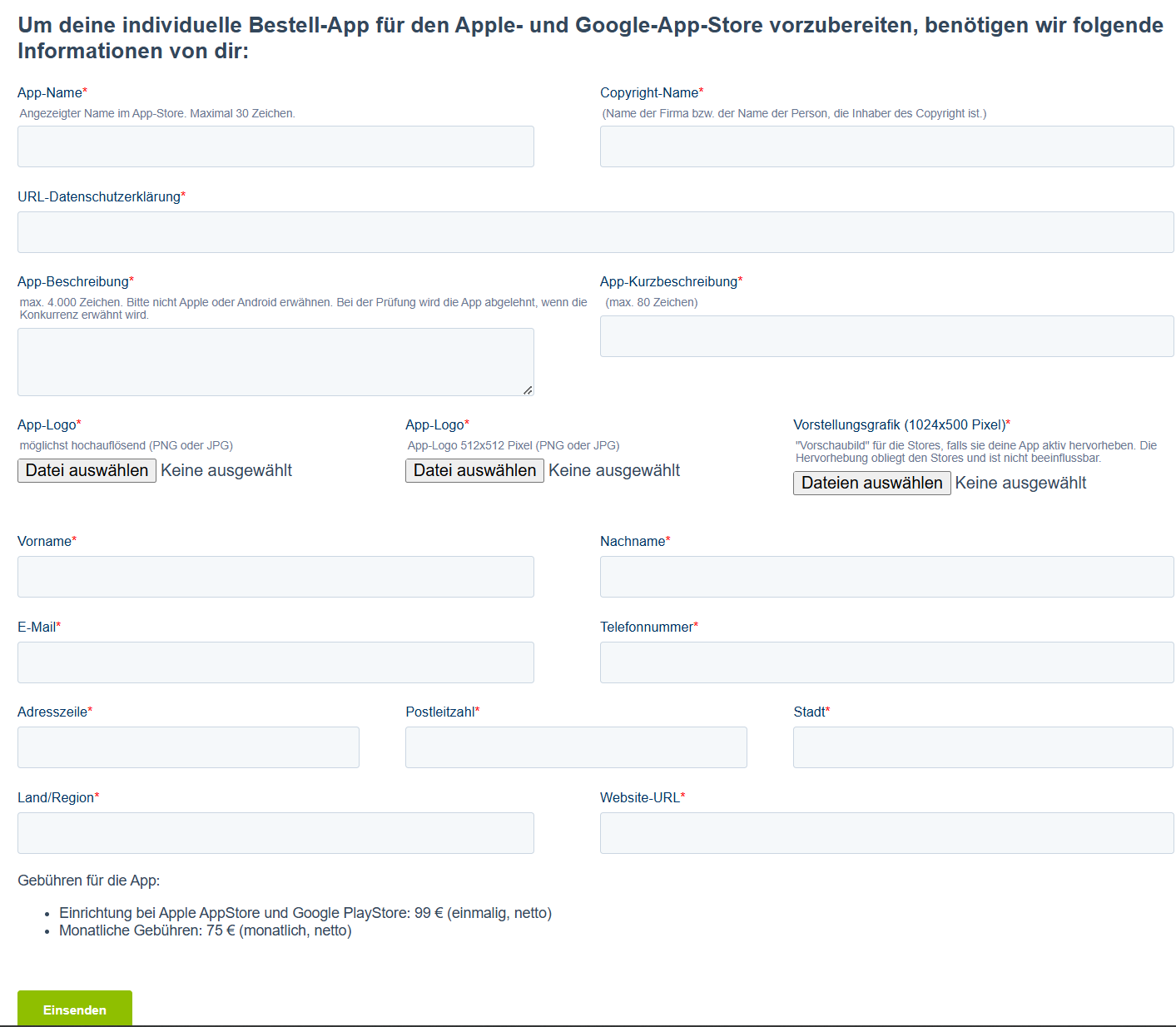 Bestell-App - Formular - Datenabfrage