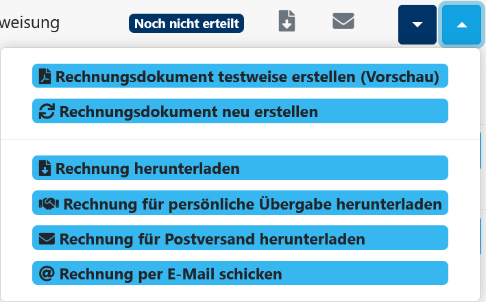 Rechnungen status - nicht erteilt