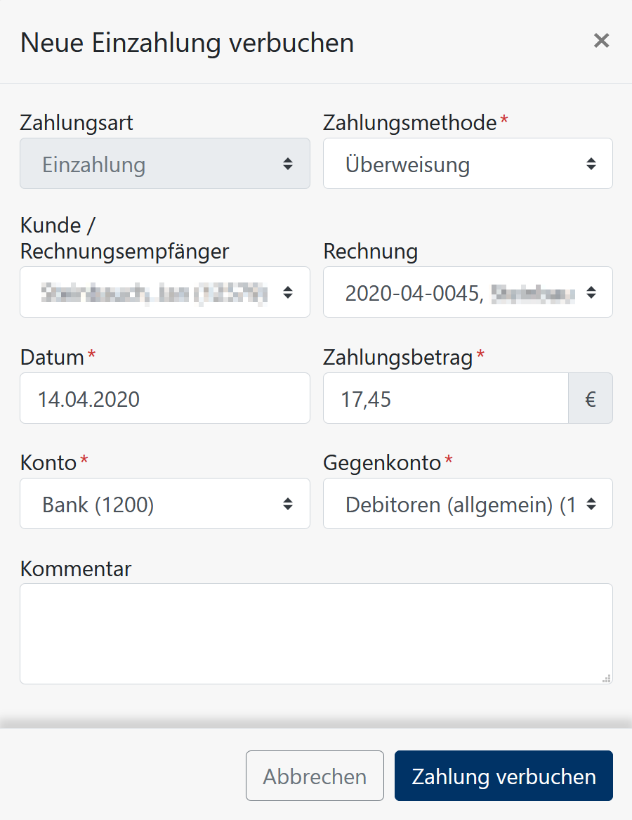 Rechnung Zahlung buchen