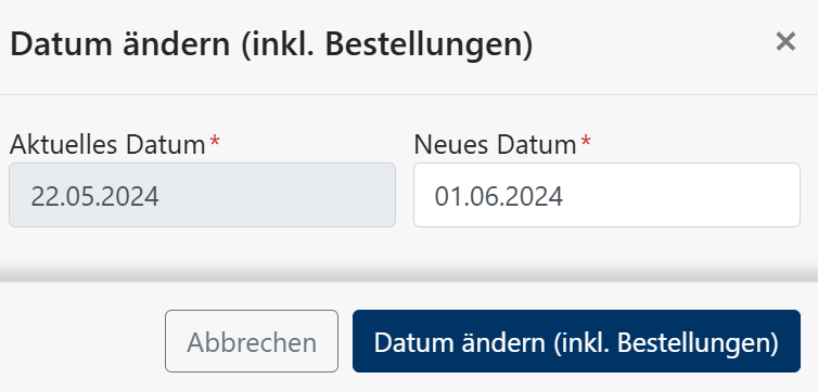 Tourenplanung - Auslieferungsdatum einer geplanten Tour geändert