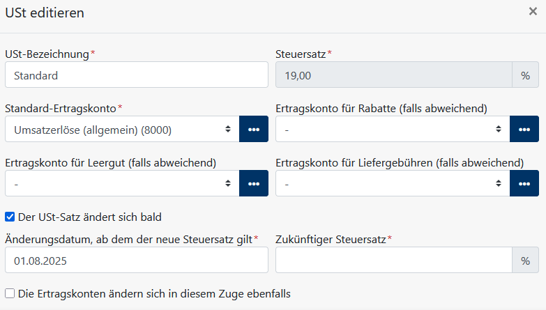 USt-Wechsel konfigurieren