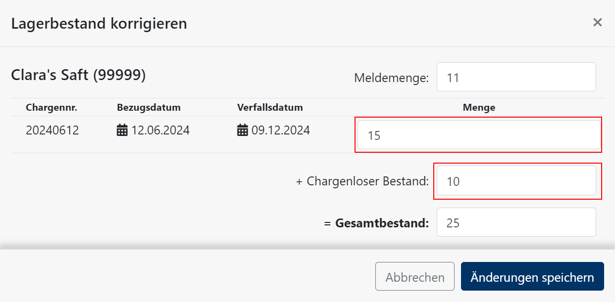 Lagerbestand Gesamtbestand