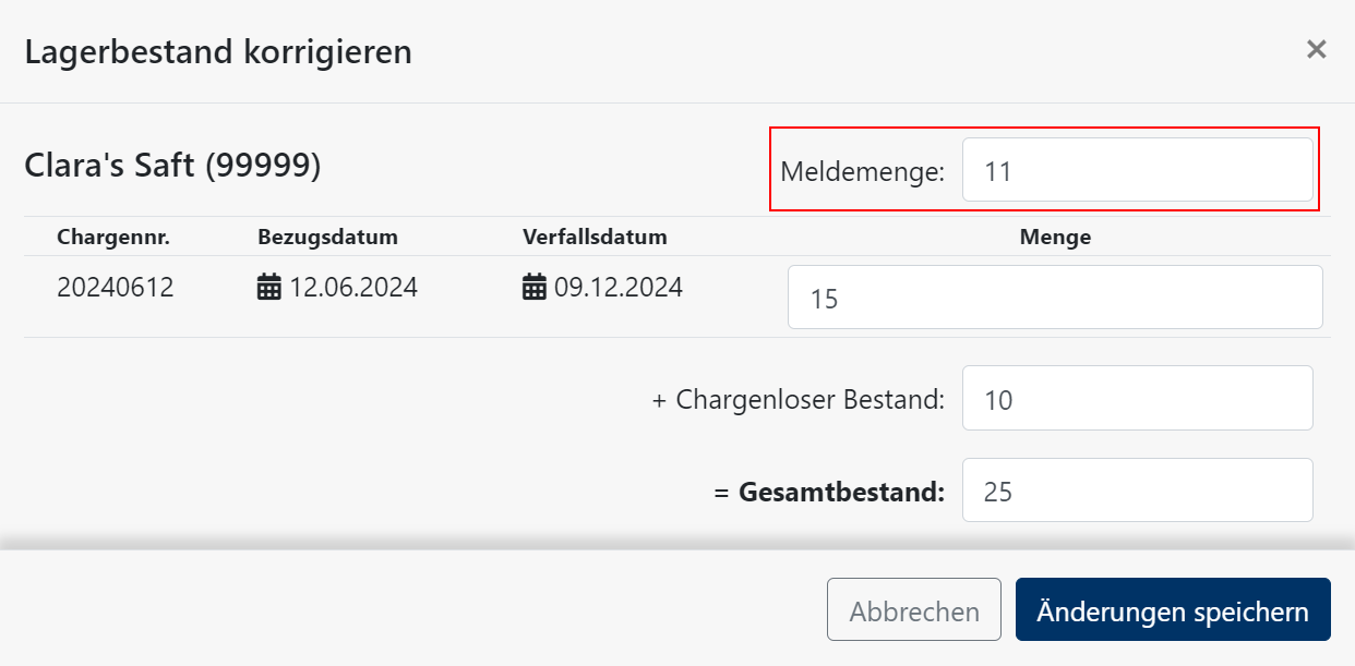 Meldebestand Anlage