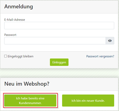 Webshopbenutzer - Anmeldung Formular