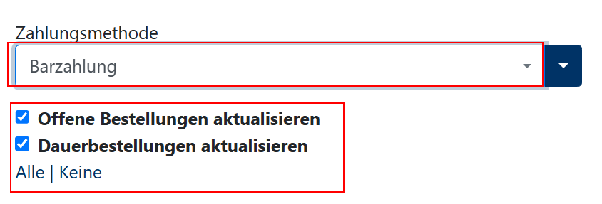 Kundenprofil  Einstellungen - bevorzugte Zahlungsart